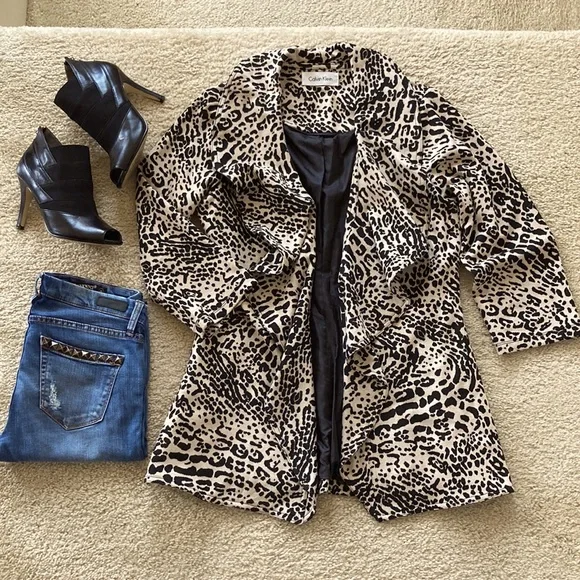 Calvin Klein Animal Print Open Jacket - Picture 1 of 7